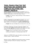 TESOL PRAXIS II PRACTICE TEST QUESTIONS AND ANSWERS WITH COMPLETE SOLUTIONS 100&percnt; CORRECT RATED A&plus;