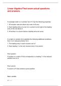 Linear Algebra Final exam actual questions and answers&period;Linear Algebra Final exam actual questions and answers&period;