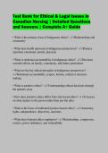 Test Bank for Ethical & Legal Issues in Canadian Nursing &vert; Detailed Questions and Answers &vert; Complete A&plus; Guide