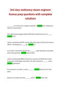 3rd class stationary steam engineer  license prep questions with complete  solutions