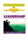 TEST BANK for Leadership and Nursing Care Management 8th Edition by M&period; Lindell Joseph PhD RN FAONL FAAN &lpar;Author&rpar;&comma; Diane Huber PhD RN NEA-BC FAAN &lpar;Author&rpar; Latest Version 2025 &lbrack;A&plus;&rsqb;