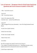 Law of Contracts Champions School of Real Estate Final Exam 2026&sol;2027 &ndash; Questions and Correct Answers &lpar;A&plus; Graded&rpar;