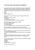 ECON 400 FINAL QUESTIONS AND ANSWERS