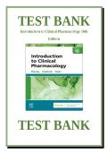 Test Bank for Introduction to Clinical Pharmacology&comma; 10th Edition by Constance Visovsky &vert; Complete Chapter Questions with Verified Answers