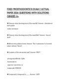 FIXED PROSTHODONTICS EXAM 2 ACTUAL PAPER 2026 QUESTIONS WITH SOLUTIONS GRADED A&plus;