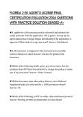 FLORIDA 2-20 AGENT&rsquo;S LICENSE FINAL CERTIFICATION EVALUATION 2026 QUESTIONS WITH PRACTICE SOLUTION GRADED A&plus;