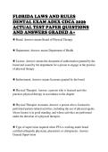 FLORIDA LAWS AND RULES DENTAL EXAM ADEX CDCA 2026 ACTUAL TEST PAPER QUESTIONS AND ANSWERS GRADED A
