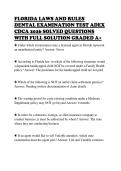 FLORIDA LAWS AND RULES DENTAL EXAMINATION TEST ADEX CDCA 2026 SOLVED QUESTIONS WITH FULL SOLUTION GRADED A&plus;FLORIDA LAWS AND RULES DENTAL EXAMINATION TEST ADEX CDCA 2026 SOLVED QUESTIONS WITH FULL SOLUTION GRADED A&plus;