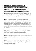 FLORIDA LIFE AND HEALTH INSURANCE FINAL EXAM 2026 COMPLETE QUESTIONS AND VERIFIED ANSWERS GRADED A&plus;