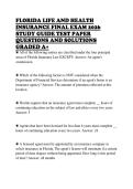 FLORIDA LIFE AND HEALTH INSURANCE FINAL EXAM 2026 STUDY GUIDE TEST PAPER QUESTIONS AND SOLUTIONS GRADED A&plus; 