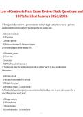Law of Contracts Final Exam Review 2026&sol;2027 &ndash; Study Questions and 100&percnt; Verified Answers