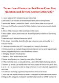 Texas Law of Contracts &ndash; Real Estate Exam 2026&sol;2027 &ndash; Test Questions and Revised Answers