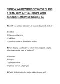 FLORIDA WASTEWATER OPERATOR CLASS B EXAM 2026 ACTUAL SCRIPT WITH ACCURATE ANSWERS GRADED A&plus;