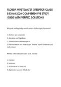 FLORIDA WASTEWATER OPERATOR CLASS B EXAM 2026 COMPREHENSIVE STUDY GUIDE WITH VERIFIED SOLUTIONS