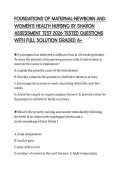 FOUNDATIONS OF MATERNAL-NEWBORN AND WOMEN&rsquo;S HEALTH NURSING BY SHARON ASSESSMENT TEST 2026 TESTED QUESTIONS WITH FULL SOLUTION GRADED A&plus;
