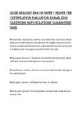GCSE BIOLOGY 8461 1H PAPER 1 HIGHER TIER CERTIFICATION EVALUATION EXAMS 2026 QUESTIONS WITH SOLUTIONS GUARANTEED PASS