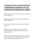 GCSE BIOLOGY 8461 1H PAPER 1 HIGHER TIER COMPREHENSIVE EXAMINATION TEST 2026 QUESTIONS WITH ANSWERS 100&percnt; CORRECT
