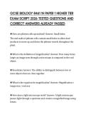 GCSE BIOLOGY 8461 1H PAPER 1 HIGHER TIER EXAM SCRIPT 2026 TESTED QUESTIONS AND CORRECT ANSWERS ALREADY PASSED