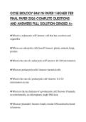 GCSE BIOLOGY 8461 1H PAPER 1 HIGHER TIER FINAL PAPER 2026 COMPLETE QUESTIONS AND ANSWERS FULL SOLUTION GRADED A&plus;