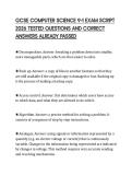 GCSE COMPUTER SCIENCE 9&ndash;1 EXAM SCRIPT 2026 TESTED QUESTIONS AND CORRECT ANSWERS ALREADY PASSED