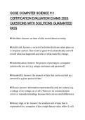 GCSE COMPUTER SCIENCE 9&ndash;1 CERTIFICATION EVALUATION EXAMS 2026 QUESTIONS WITH SOLUTIONS GUARANTEED PASS