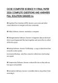 GCSE COMPUTER SCIENCE 9&ndash;1 FINAL PAPER 2026 COMPLETE QUESTIONS AND ANSWERS FULL SOLUTION GRADED A&plus;