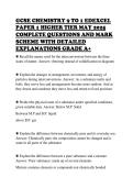 GCSE CHEMISTRY 9 TO 1 EDEXCEL PAPER 1 HIGHER TIER MAY 2025 COMPLETE QUESTIONS AND MARK SCHEME WITH DETAILED EXPLANATIONS GRADE A&plus;