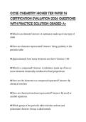 GCSE CHEMISTRY HIGHER TIER PAPER 1H CERTIFICATION EVALUATION 2026 QUESTIONS WITH PRACTICE SOLUTION GRADED A&plus;