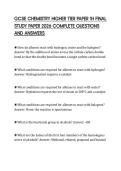 GCSE CHEMISTRY HIGHER TIER PAPER 1H FINAL STUDY PAPER 2026 COMPLETE QUESTIONS AND ANSWER