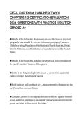 GEOL 1340 EXAM 1 ONLINE LYTWYN CHAPTERS 1-3 CERTIFICATION EVALUATION 2026 QUESTIONS WITH PRACTICE SOLUTION GRADED A&plus;