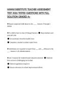 HAWAII SUBSTITUTE TEACHER ASSESSMENT TEST 2026 TESTED QUESTIONS WITH FULL SOLUTION GRADED A&plus;