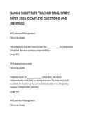 HAWAII SUBSTITUTE TEACHER FINAL STUDY PAPER 2026 COMPLETE QUESTIONS AND ANSWERS