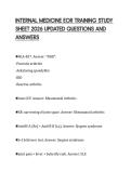 INTERNAL MEDICINE EOR TRAINING STUDY SHEET 2026 UPDATED QUESTIONS AND ANSWERS