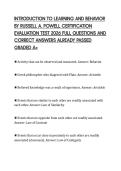 INTRODUCTION TO LEARNING AND BEHAVIOR BY RUSSELL A&period; POWELL CERTIFICATION EVALUATION TEST 2026 FULL QUESTIONS AND CORRECT ANSWERS ALREADY PASSED GRADED A&plus;