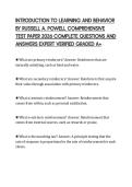 INTRODUCTION TO LEARNING AND BEHAVIOR BY RUSSELL A&period; POWELL COMPREHENSIVE TEST PAPER 2026 COMPLETE QUESTIONS AND ANSWERS EXPERT VERIFIED GRADED A&plus;