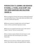 INTRODUCTION TO LEARNING AND BEHAVIOR BY RUSSELL A&period; POWELL EXAM SCRIPT 2026 TEST PAPER QUESTIONS AND SOLUTIONS GRADED A&plus;
