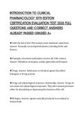 INTRODUCTION TO CLINICAL PHARMACOLOGY 10TH EDITION CERTIFICATION EVALUATION TEST 2026 FULL QUESTIONS AND CORRECT ANSWERS ALREADY PASSED GRADED A&plus;