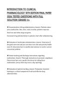 INTRODUCTION TO CLINICAL PHARMACOLOGY 10TH EDITION FINAL PAPER 2026 TESTED QUESTIONS WITH FULL SOLUTION GRADED A&plus;