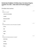 Florida State Firefighter I&sol;II Written Exam&comma; Fire Science Program&comma; Academic Year 2026 &ndash; Study Guide and Practice Questions