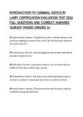 INTRODUCTION TO CRIMINAL JUSTICE BY LARRY CERTIFICATION EVALUATION TEST 2026 FULL QUESTIONS AND CORRECT ANSWERS ALREADY PASSED GRADED A&plus;
