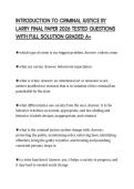 INTRODUCTION TO CRIMINAL JUSTICE BY LARRY FINAL PAPER 2026 TESTED QUESTIONS WITH FULL SOLUTION GRADED A&plus;