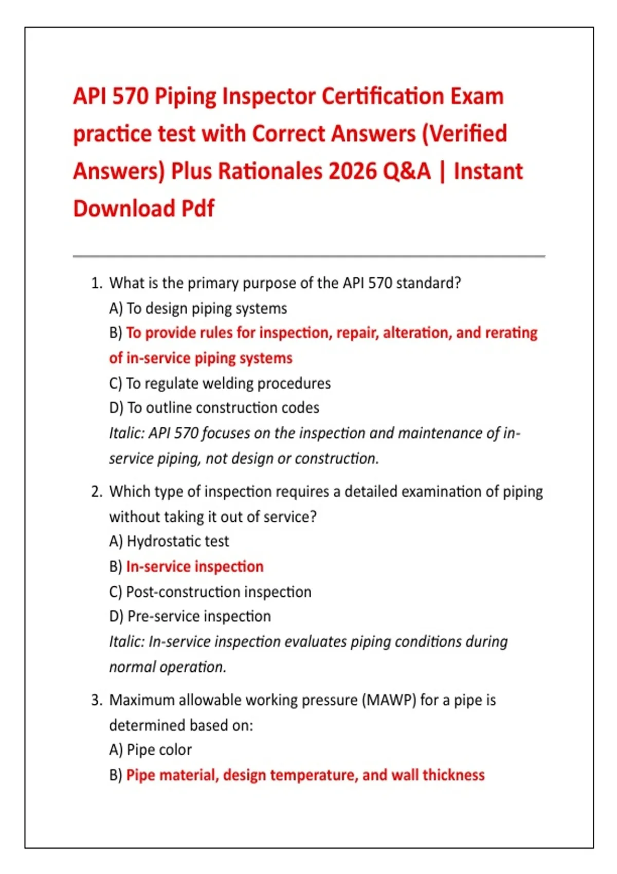 API 570 Piping Inspector Certification Exam 2026 | Verified Q&A with ...