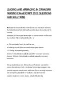 LEADING AND MANAGING IN CANADIAN NURSING EXAM SCRIPT 2026 QUESTIONS AND SOLUTIONS