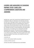 LEADING AND MANAGING IN CANADIAN NURSING STUDY GUIDE 2026 COMPREHENSIVE QUESTIONS AND ANSWERS