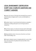 LEGAL ENVIRONMENT CERTIFICATION SCRIPT 2026 COMPLETE QUESTIONS AND CORRECT ANSWERS