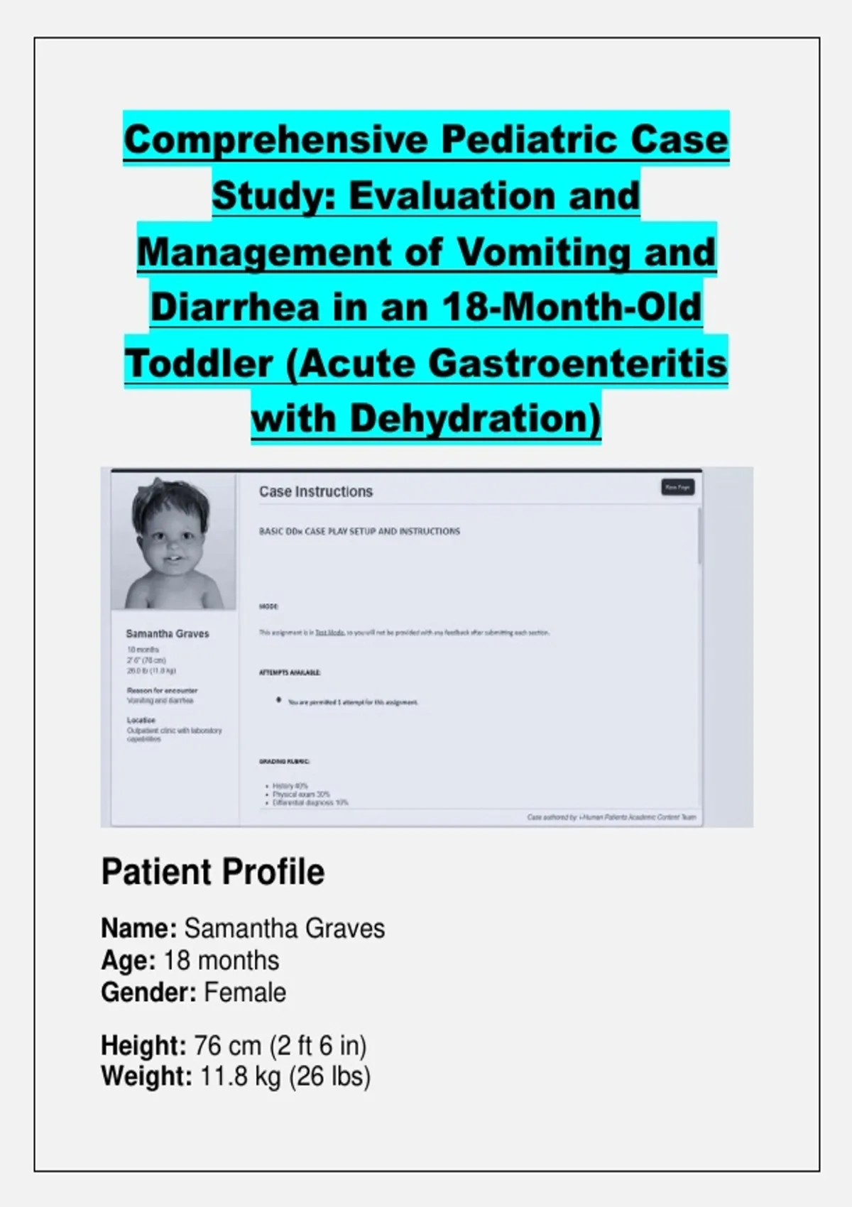 Pediatric Case Study: 18-Month-Old with Vomiting & Diarrhea (Acute ...