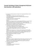 Forensic Psychology & Project Management MCQ Exam Bank Questions with Explanations