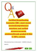 Certified Breastfeeding Counselor CBC Exam &lpar;180&plus; Questions&rpar; NURS 320 &ndash; Lactation&comma; Breastfeeding Physiology&comma; Infant Nutrition