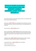 Advanced Health Assessment Final EXAM QUESTIONS AND VERIFIED CORRECT ANSWERS LATEST 2026-2027 GRADED A&plus;&period;