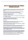 AUTO 131 EXAM QUESTIONS AND CORRECT ANSWERS 2026-2027&excl;&excl;